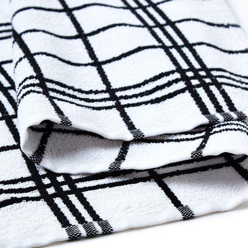 Encasa Terry Cloth Rags, Absorbent Dish Towels for Kitchen Drying and Cleaning, Pack of 12 in Terry Black