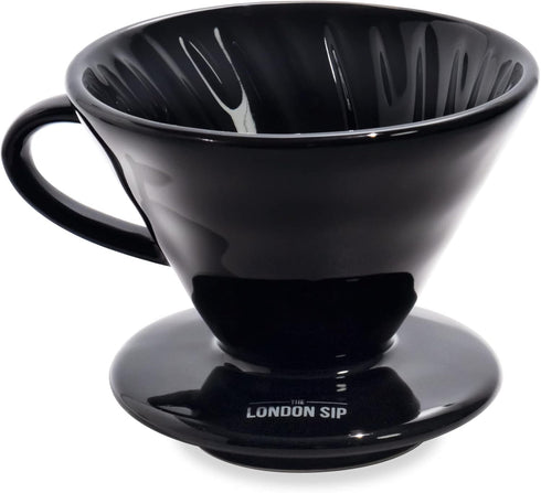 Ceramic Coffee Dripper, Pour Over Ceramic Coffee Maker for 1-4 Cup Slow Brewing Accessories (Black)