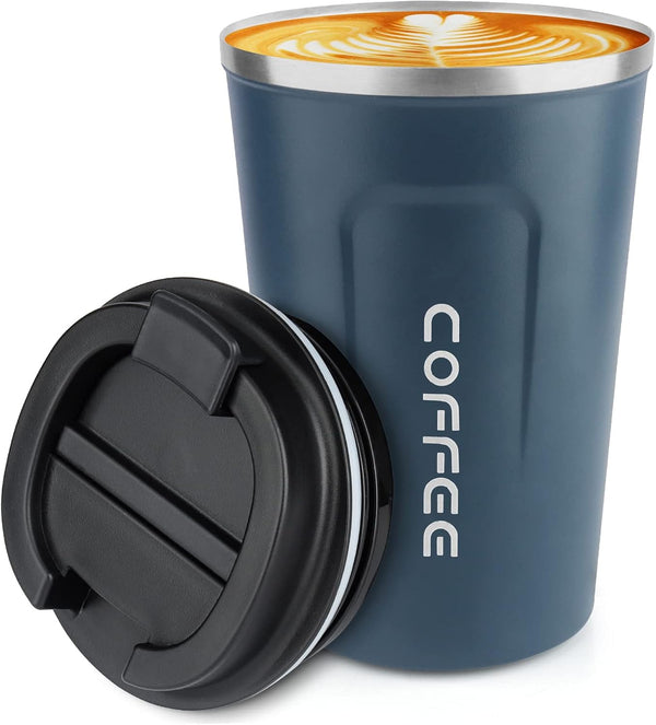 12 oz Stainless Steel Vacuum Insulated Tumbler, Spill Proof Coffee Travel Mug with Lid, Tibetan Blue Thermos Cup