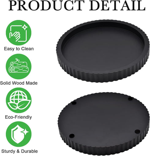 KAYUMONA 11" Counter Modern Decorative Tray for Coffee Table, Wooden Black Round Small Decor Tray for Candle, Perfume