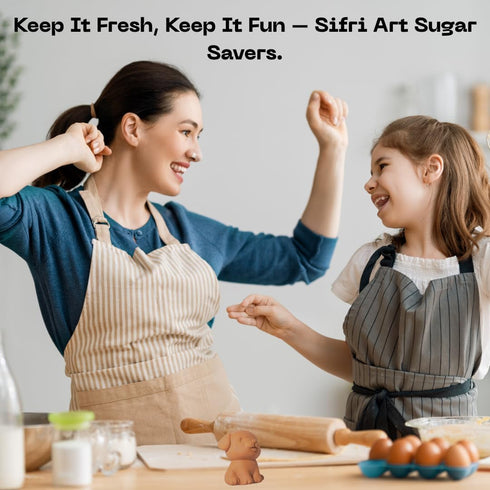 3D 2-in-1 Set (1, Sifri Brown Sugar Keeper Terracotta Clay Puppy & Spoon Saver Softener Cute Kitchen Storage