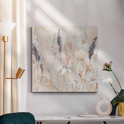 Renditions Gallery Rustic Wall Artwork - Abstract Lavender Flower Wall Hanging for Beach House, 16"X16" Decor
