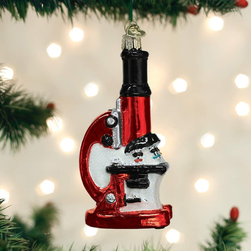 Old World Christmas 36242 Glass Blown Ornaments for Christmas Tree, Doctor Tools Microscope