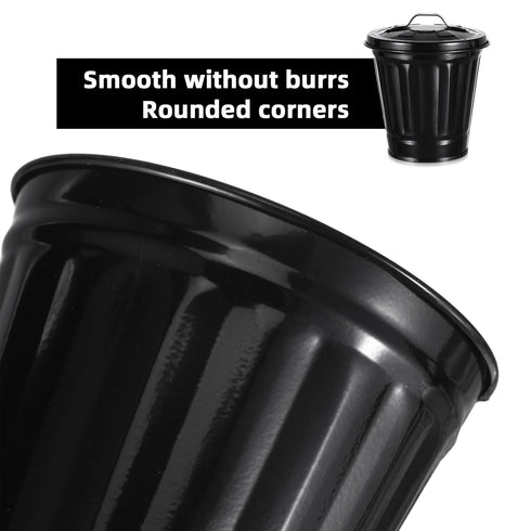 Mini Trash Can, Desk Trash Can with Lid for Office, Countertop Tiny Waste Basket, Black Bathroom Garbage Can