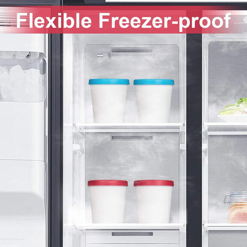 Set 2 (1 DUNCHATY Ice Cream Containers for Homemade Ice Cream, BPA-Free Reusable Freezer Storage Tubs with Airtight