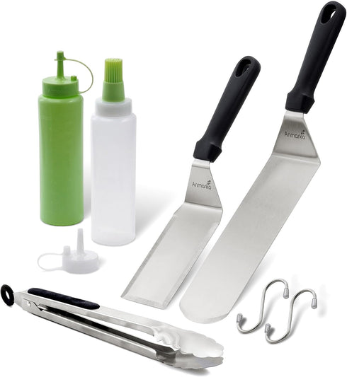 Metal Spatula Set of 4 - Griddle Accessories Kit for BBQ Grill, Flat Spatula, Pancake Flipper, Hamburger Turner -