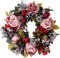 Artificial Rose Peony Flower Wreath, Newest Berry Flower Door Wreath with Green Leaves for Front Door, Wedding, Home
