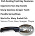 WYZBEN 4 Stainless Steel Fish Scaler Heavy Duty Scale Remover with Spring Steel Rings, Manual Seafood Cleaning Tool