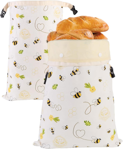 Removable Beeswax Bread Bags for Sourdough & Homemade Bread - Detachable Liner