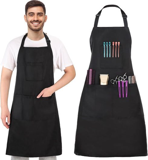 4 34 Inch Noverlife Hair Stylist Apron with Pockets, Hair Resistant Long Hairdresser Aprons w/Adjustable Strap