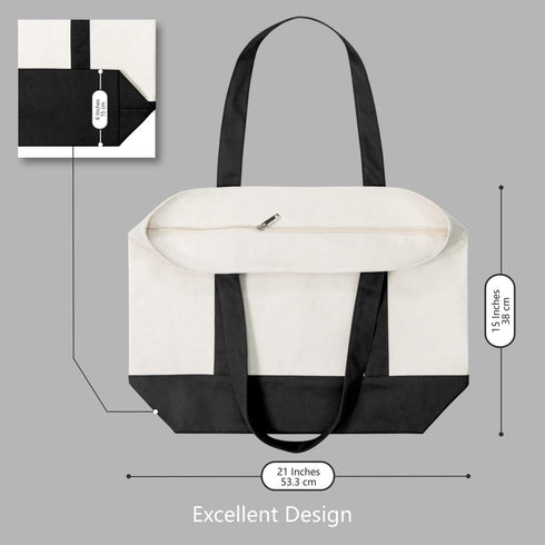 TOPDesign 1 | 3 | 6 | 30 Pack Canvas Tote Bag - Reusable Grocery Shopping Bag with External Pocket