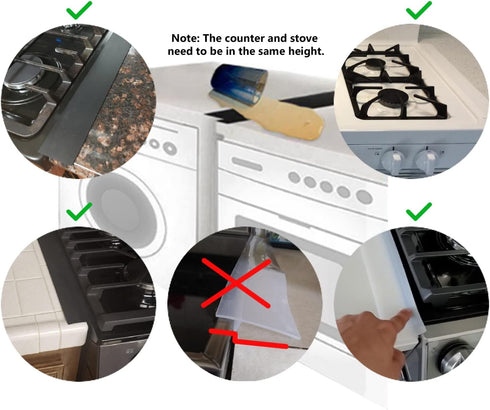 Silicone Stove Gap Covers (2 Pack) - Heat Resistant Counter Guard Seal for Gap Between Oven Kitchen Cabinet and Stove