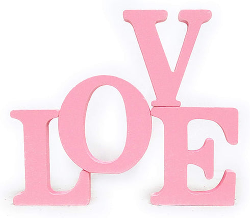 Wooden Love Sign Table Top Decorative Letter for Wedding Party Home Decor Pink
