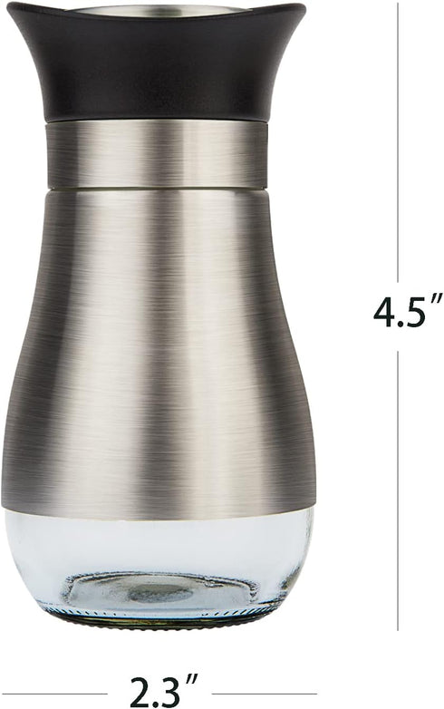 Evelyne 2-Piece Set Salt & Pepper Glass Shaker with Stainless Steel Cover and Tray