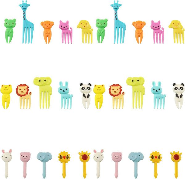 Tegg 30PCS Cute Animal Bento Decoration Food Picks Forks Skewers for Lunch Box Mini Cartoon Toothpicks
