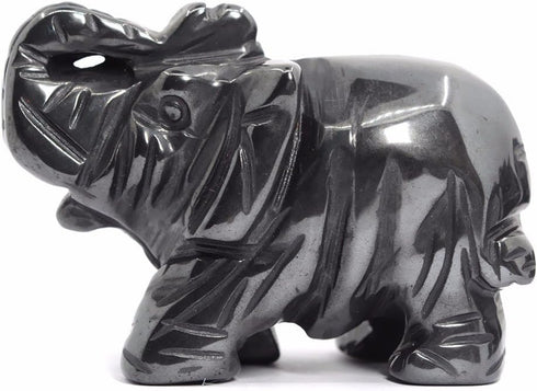 Justinstones 2 Inch Carved Natural Hematite Gemstone Elephant Healing Guardian Statue Figurine Crafts