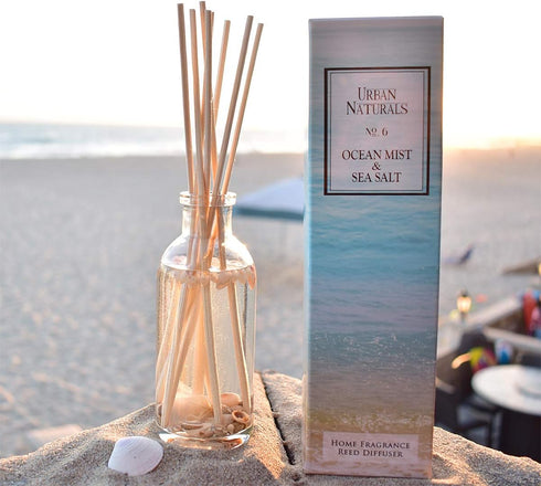 Urban Naturals Ocean Mist & Sea Salt Reed Diffuser Set, Decorative Air Freshener, Essential Oils & Botanicals