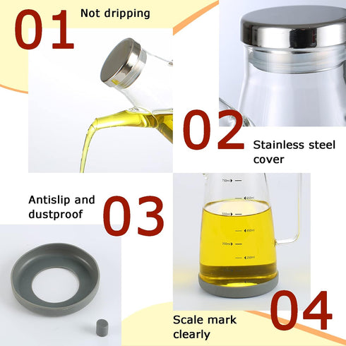 Oil Dispenser for Kitchen, 25OZ Cooking Oil Bottles with Drip Free Spout and Non Slip Bottom for Home, Kitchen,