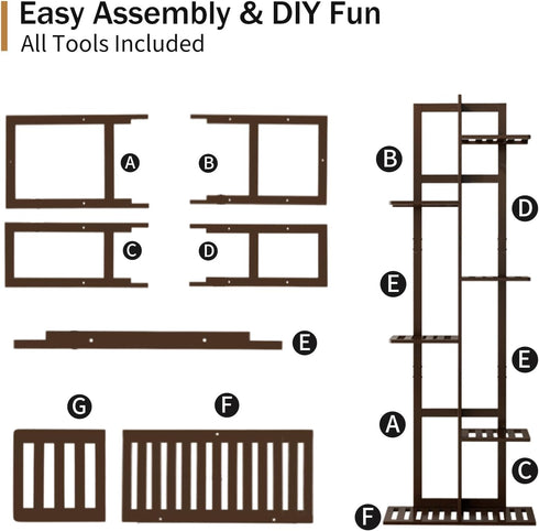 6 46 Inch DolceLuna Plant Stand Indoor Tier, Bamboo Plant Shelf Corner Display Rack, Tall Multiple Planter Pot Holder