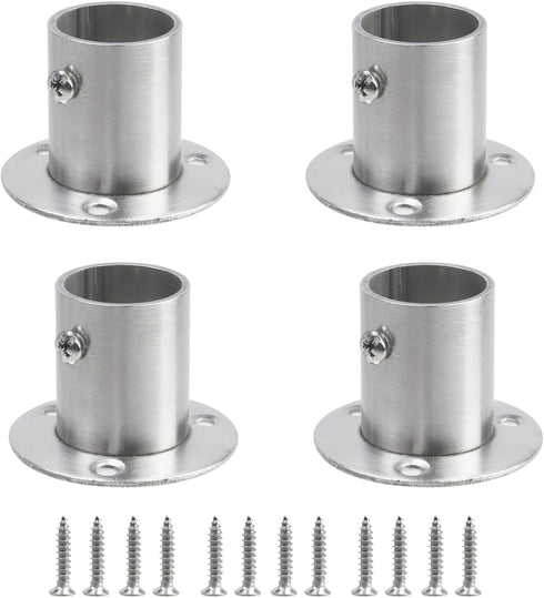Geesatis 4PCS Total Height 1.57" Fit Diameter 1.0" Pipes High Flange Holder Rod Stainless Steel with Screws