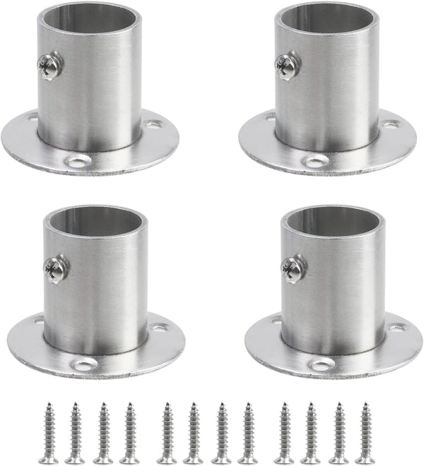 Geesatis 4PCS Total Height 1.57" Fit Diameter 1.0" Pipes High Flange Holder Rod Stainless Steel with Screws