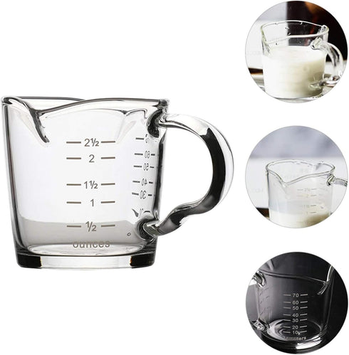 70ml Mini Glass Measuring Cup with Handle - 2 oz Shot Glass for Bar Party Wine Cocktail Drink Shaker