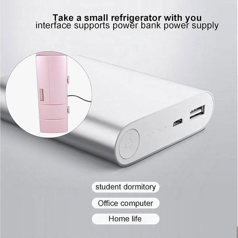 Topyond Mini Refrigerator 12 x 8.5 x 25cm, Small USB Portable Heat Preservation and Cold Storage Dual Use Refrigerator