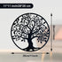 Yetaha Tree of Life Metal Wall Art - 11in x 11in Black Contemporary Iron Artwork Decor for Home and Garden