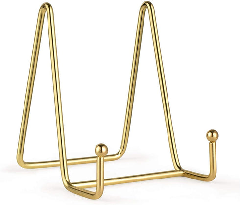 2 Pack Gold Iron Display Stands, Metal Wire Frame Holders for Pictures, Decorative Plates & Tabletop Art (4 inch)