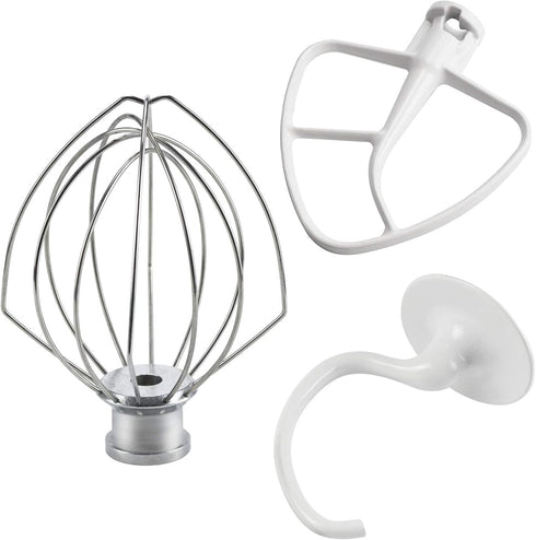 Kitchen Mixers Accessories 3-Piece Set Including K45DH Dough Hook, K45B Coated Flat Blade Paddle & K45WW Wire Whip for