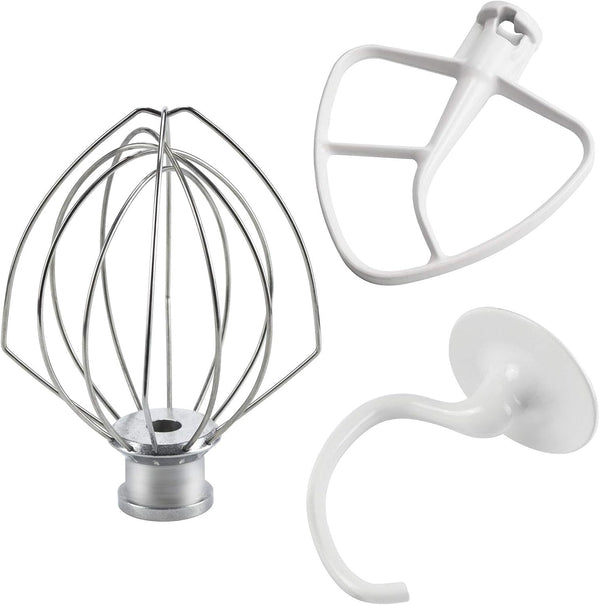 Kitchen Mixers Accessories 3-Piece Set Including K45DH Dough Hook, K45B Coated Flat Blade Paddle & K45WW Wire Whip for