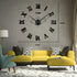Timelike 3D DIY Wall Clock, 1M Modern Frameless Large 3D DIY Wall Clock Kit Decoration for Home Living Room Bedroom