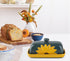 Butter Dish with Lid, Ceramic Sunflower Butter Keeper for Countertop, Large Covered Butter Tray, Farmhouse Butter Dish