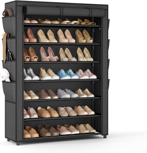 VTRIN Shoe Rack with Cover, 7 Tier Shoe Organizer Storage for 35-40