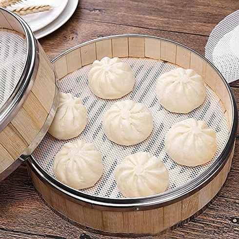10Pcs Round Silicone Steamer Liners, 11inch Non-stick Mesh Mat for Home Kitchen Cooking