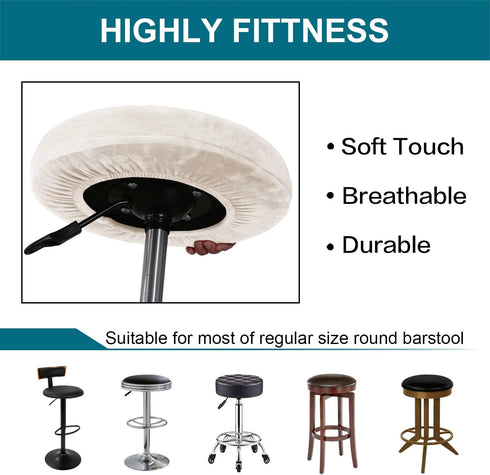 2 Pack 12"-14", Turquoize Bar Stool Covers Round Stool Covers with Elastic Bands Bar Stool Seat Covers Slipcover