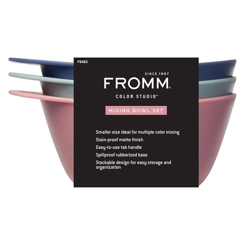 Fromm Color Studio Mixing Bowls, 10 Ounce, 3 Pack for Hair Color, Dye, Bleach, Treatments