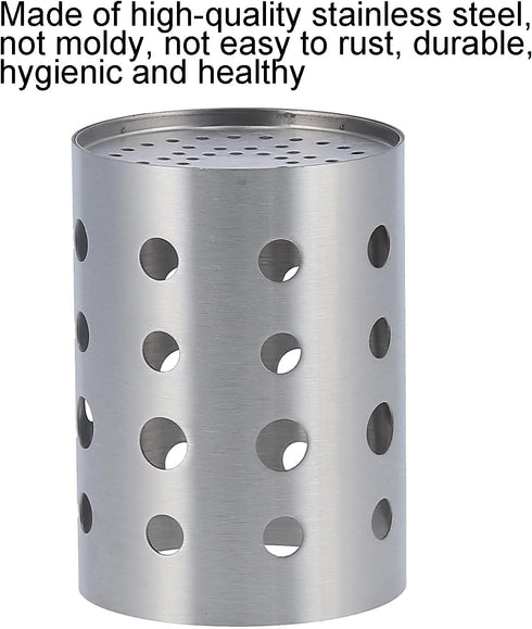 Stainless Steel Kitchen Utensil Holder, Tableware Organizer with Bottom Drain Hole for Home Storage