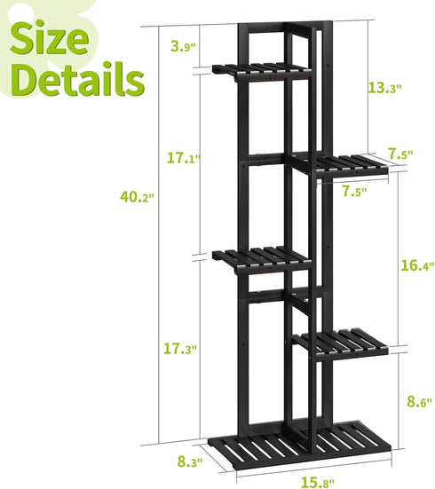 6 BMOSU Bamboo Plant Stand for Indoor Outdoor Plants Corner Tall Plant Shelf Potted Holder Shelf Plant Rack Holder