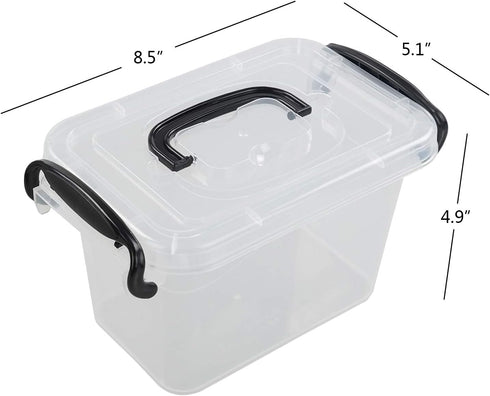 Idotry Mini Plastic Storage Latch Box (6-Pack), 1.5 L Clear Plastic Mini Latch Box