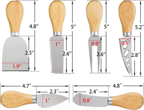 Cheese Knives Set - Cheese Knife, Cheese Spreader, Cheese Fork, Cheese Slicer, Cheese Cutter, Butter Knife – 6PCS Mini Stainless Steel Cheese Knives - Cheese Knife Set for Charcuterie Board by YXChome
