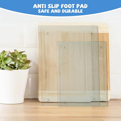 Tempered Glass Cutting Board for Kitchen, Clear Heat Resistant Board with Non-Slip Feet, 12x16" & 12x8" 2 Pcs