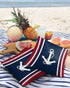 Waterproof Pillow Covers for Couch, Set of 2 Throw Pillow Cases, Nautical White Anchor Navy Blue Red Decorative Cushion