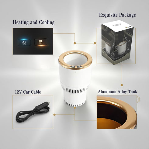 2-in-1 Car Cup Cooler Warmer Smart Temperature Control Travel Coffee Car Cup Holder, Smart Car Tumbler Holder Suitable