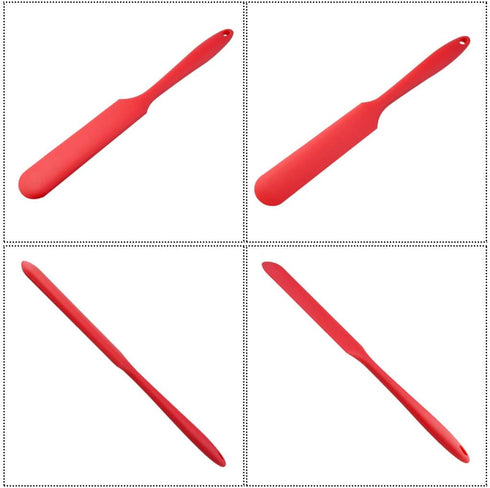 4pcs Silicone Spatula Set, Heat Resistant Cake Cream Butter Spatulas, Non-Stick Flexible Baking Tool (Red)