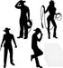 Boao 16 Pieces Cowboy Silhouettes, Western Theme Party Decorations for Wild West Birthday Baby Shower