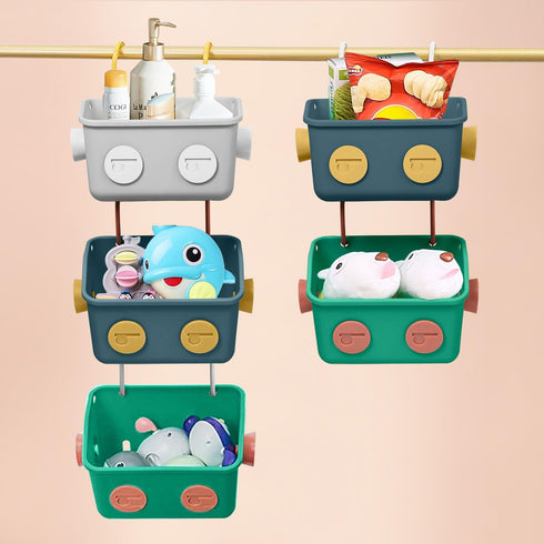 3 Pack Bath Toy Storage Organizer Basket, Cute Robot Bathtub Shower Toy Organizer, Wall Mounted Hanging Bath Toy Holder