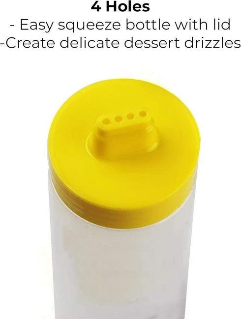4 Drizzle Bottle for Hot Chocolate Bombs - Condiment Dispenser & Kitchen Squeeze Bottle - Sauce, Frosting, Simple
