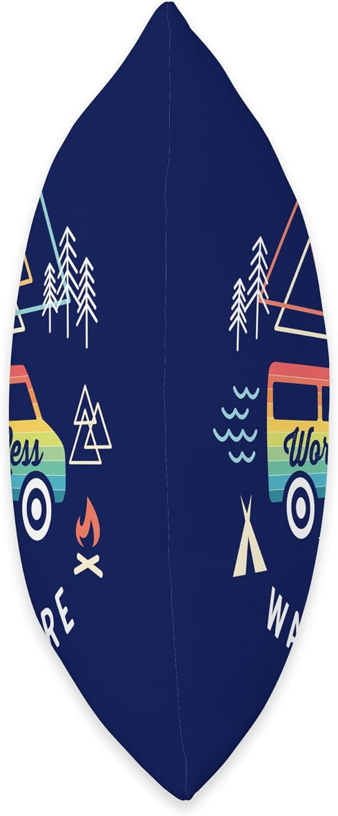 Camping Retro Camper Van Vintage Sunset Mountains RV Throw Pillow by Retro Camper Van Camping Life Adventure Gear