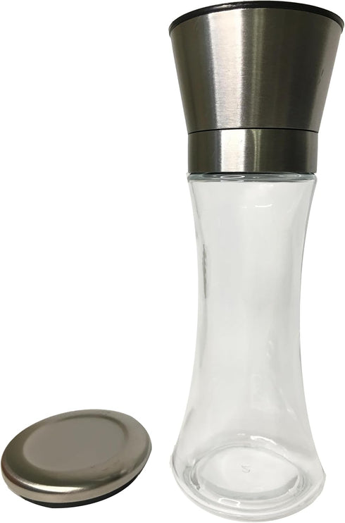 Elegant GRINDER 7 inch Tall, Eco-Friendly Stainless Steel and Glass Grinder with Adjustable Ceramic Grinder